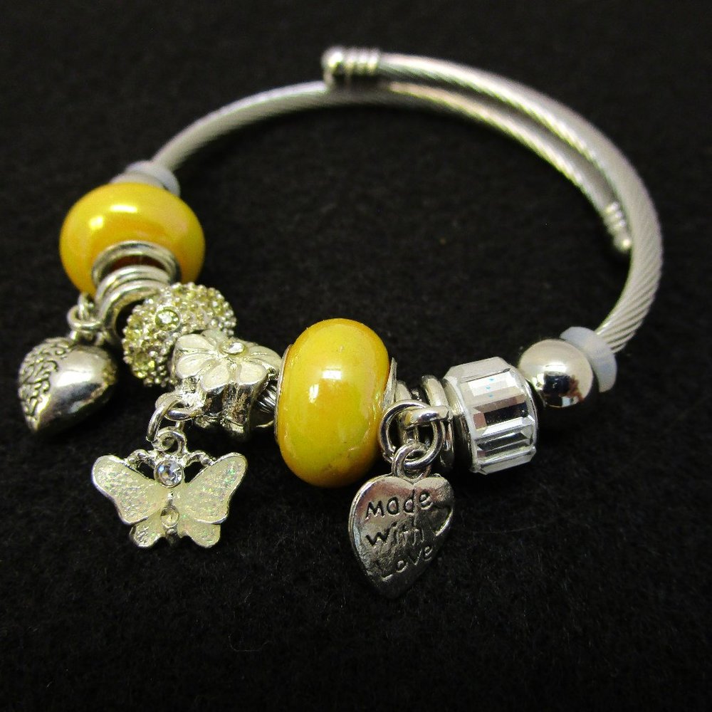 Wrap Bangle Heart Butterfly Charm Bracelet 9 Charm Wrap Bangle Teen Girl Youth